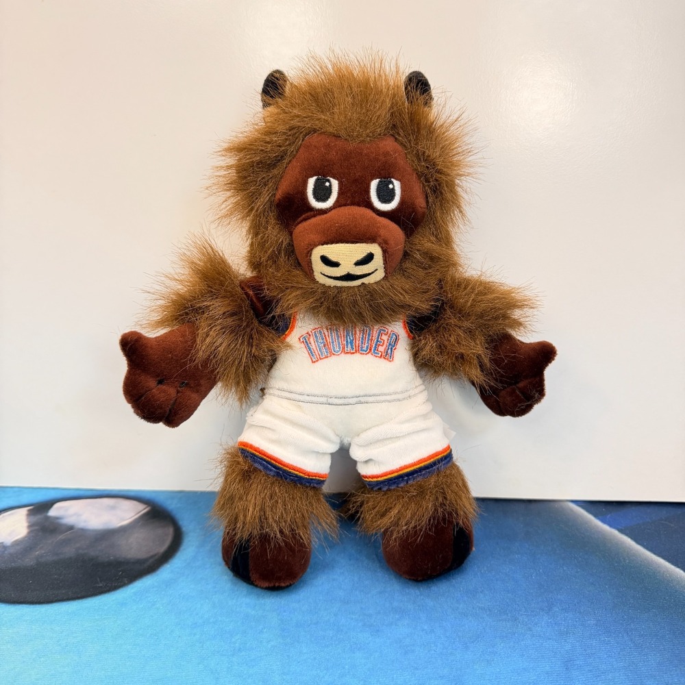 OKC Thunder Rumble the Bison Plush Mascot BasketBall White Uniform Stuffed Toy 8